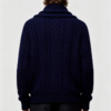 Custom Men's Merino Wool Cable-Knit Oversized Button-Up Cardigan Navy - view 2 Custom Men's Merino Wool Cable-Knit Oversized Button-Up Cardigan Navy - view 2