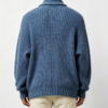 Custom Men's Merino Wool Cable-Knit Oversized Button-Up Cardigan Washed Blue - view 2 Custom Men's Merino Wool Cable-Knit Oversized Button-Up Cardigan Washed Blue - view 2
