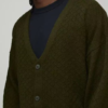 Custom Men's Merino Wool Cable-Knit Oversized Button-Up Cardigan Forest Green - view 3 Custom Men's Merino Wool Cable-Knit Oversized Button-Up Cardigan Forest Green - view 3