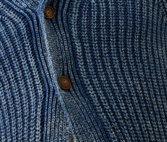 Custom Men's Merino Wool Cable-Knit Oversized Button-Up Cardigan Washed Blue - view 3 Custom Men's Merino Wool Cable-Knit Oversized Button-Up Cardigan Washed Blue - view 3