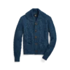 Custom Women's Merino Wool Cable-Knit Cropped Washed Blue Cardigan - Style 7222EA