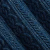 Custom Women's Merino Wool Cable-Knit Cropped Washed Blue Cardigan - Style 7222EA - view 3