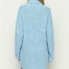 Custom Women's Merino Wool Cable-Knit Oversized Turtleneck Sweater Dress Washed Blue - view 2 Custom Women's Merino Wool Cable-Knit Oversized Turtleneck Sweater Dress Washed Blue - view 2
