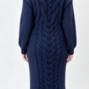 Custom Women's Merino Wool Cable-Knit Oversized Turtleneck Sweater Dress Navy - view 2
