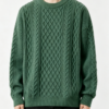Custom Men's Merino Wool Cable-Knit Oversized Crew Neck Sweater Forest Green Custom Men's Merino Wool Cable-Knit Oversized Crew Neck Sweater Forest Green