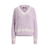 Custom Women's Merino Wool Cable-Knit Cropped Sand Sweater - Style 0E6607