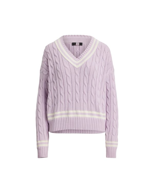 Custom Women's Merino Wool Cable-Knit Cropped Sand Sweater - Style 0E6607