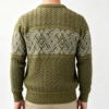 Custom Men's Merino Wool Jacquard Oversized Crew Neck Sweater Army Green - view 2