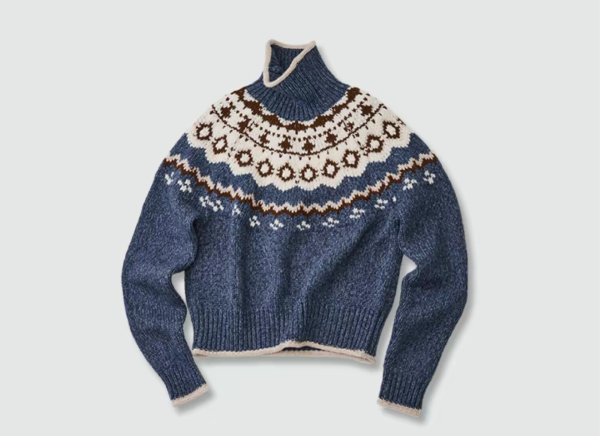 Custom Women's Merino Wool Jacquard Cropped Grey Sweater - view 2 Custom Women's Merino Wool Jacquard Cropped Grey Sweater - view 2
