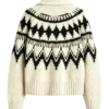 Custom Women's Merino Wool Jacquard Cropped Cream Sweater - Style 8F5D82 - view 3