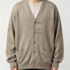 Custom Men's Merino Wool Ribbed Oversized Khaki Cardigan