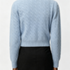 Custom Women's Mohair Blend Cable-Knit Cropped Crew Neck Sweater Washed Blue - view 2