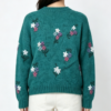 Custom Women's Mohair Blend Jacquard Cropped Crew Neck Sweater Forest Green - view 2