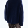 Custom Women's Mohair Blend Ribbed Oversized Crew Neck Sweater Navy - view 2