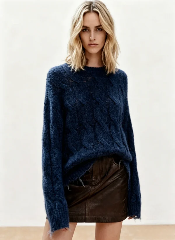 Custom Women's Mohair Ribbed Oversized Sweater - Style 416563 - view 2
