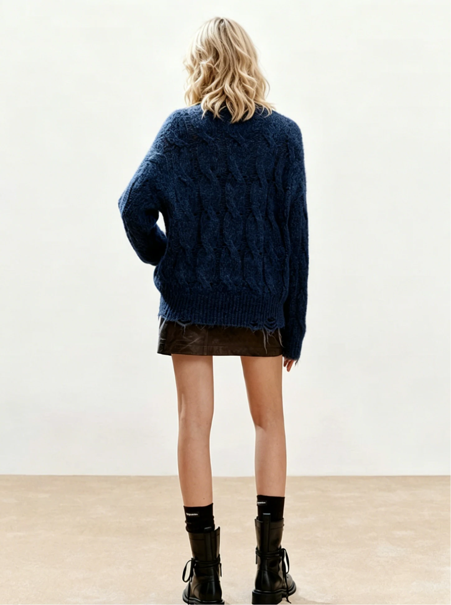 Custom Women's Mohair Ribbed Oversized Sweater - Style 416563 - view 3