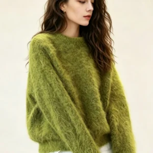 Custom Women's Mohair Ribbed Cropped Sweater