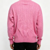 Custom Men's Organic Cotton Cable-Knit Cropped V Neck Sweater Dusty Pink - view 2