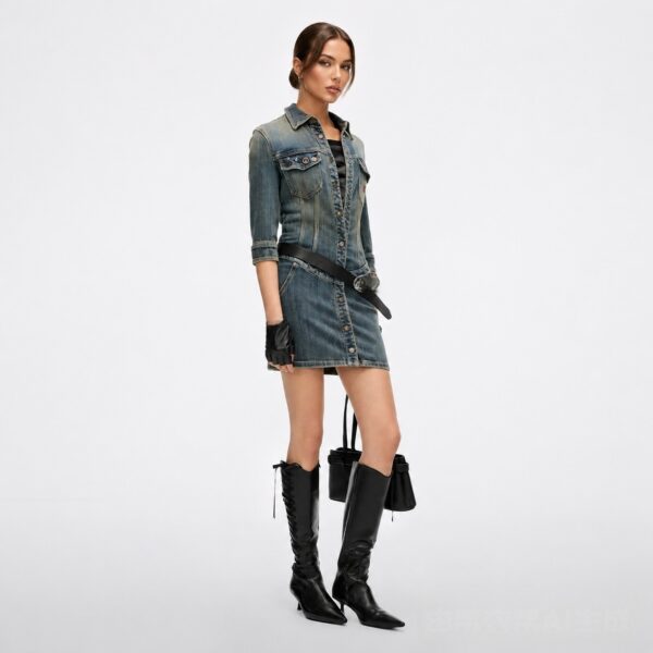 Custom Women's Organic Cotton Distressed Relaxed Denim Dress
