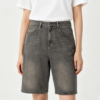 Custom Women's Organic Cotton Denim Distressed Baggy Denim Shorts Slate Grey Custom Women's Organic Cotton Denim Distressed Baggy Denim Shorts Slate Grey
