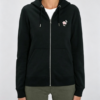 Custom Women's Organic Cotton Embroidered Longline Zip-Up Hoodie Black
