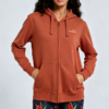Custom Women's Organic Cotton Graphic Longline Zip-Up Hoodie Rust Custom Women's Organic Cotton Graphic Longline Zip-Up Hoodie Rust