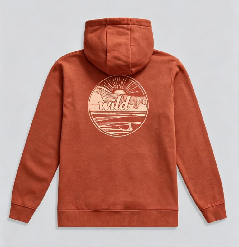 Custom Women's Organic Cotton Graphic Longline Zip-Up Hoodie Rust - view 2