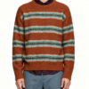 Custom Men's Organic Cotton Jacquard Cropped Crew Neck Sweater Rust