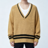 Custom Men's Organic Cotton Jacquard Oversized Mustard Sweater