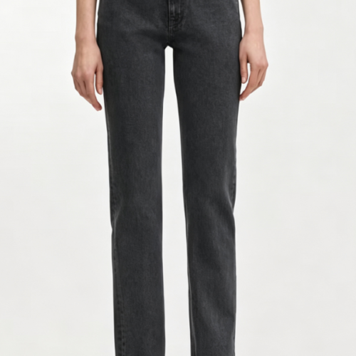 Custom Women's Organic Cotton Denim Raw Slim Jeans Charcoal