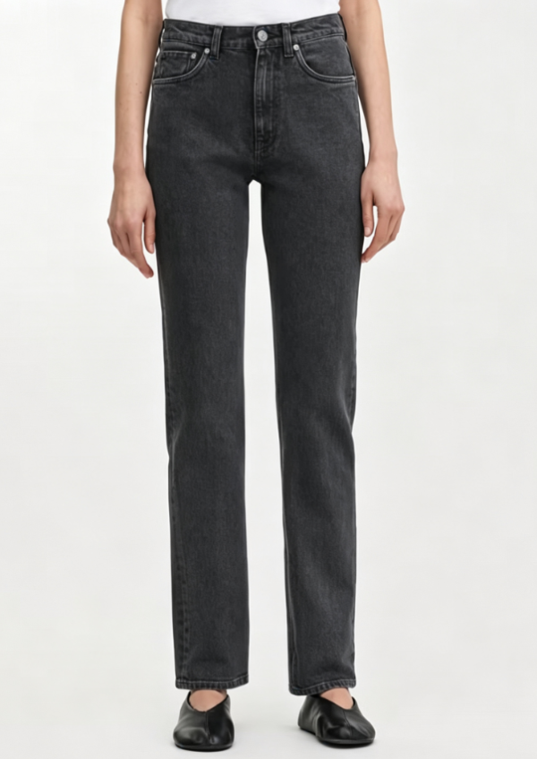 Custom Women's Organic Cotton Denim Raw Slim Jeans Charcoal