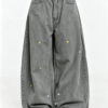 Custom Women's Organic Cotton Denim Raw Baggy Jeans Heather Grey Custom Women's Organic Cotton Denim Raw Baggy Jeans Heather Grey