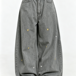 Custom Women's Organic Cotton Denim Raw Baggy Jeans Heather Grey