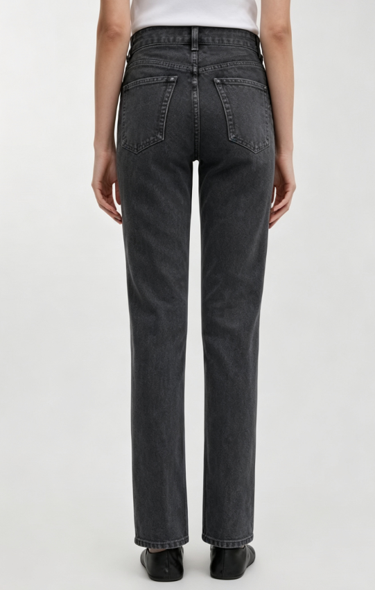 Custom Women's Organic Cotton Denim Raw Slim Jeans Charcoal - view 2