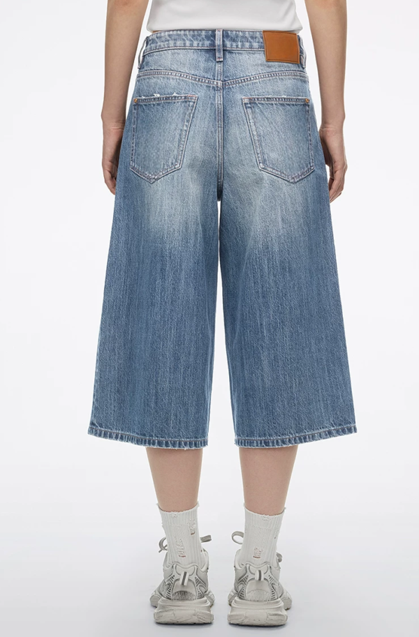 Custom Women's Organic Cotton Stone Washed Wide-Leg Blue Jeans - Style 973871 - view 2 Custom Women's Organic Cotton Stone Washed Wide-Leg Blue Jeans - Style 973871 - view 2