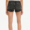 Custom Women's Organic Cotton Denim Stone Washed Slim Denim Shorts Charcoal - view 2 Custom Women's Organic Cotton Denim Stone Washed Slim Denim Shorts Charcoal - view 2
