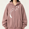 Custom Women's Organic Cotton Sublimated Oversized Zip-Up Hoodie Dusty Pink
