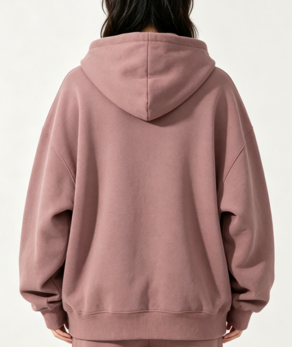 Custom Women's Organic Cotton Sublimated Oversized Zip-Up Hoodie Dusty Pink - view 2