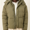 Custom Men's Recycled Nylon Quilted Cropped Puffer Puffer Jacket Olive Custom Men's Recycled Nylon Quilted Cropped Puffer Puffer Jacket Olive