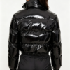 Custom Women's Primaloft Glossy Cropped Puffer Puffer Jacket Shinny Black - view 2 Custom Women's Primaloft Glossy Cropped Puffer Puffer Jacket Shinny Black - view 2