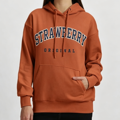 Custom Women's 400 GSM French Terry Plastisol Print Oversized Pullover Hoodie Rust Custom Women's 400 GSM French Terry Plastisol Print Oversized Pullover Hoodie Rust