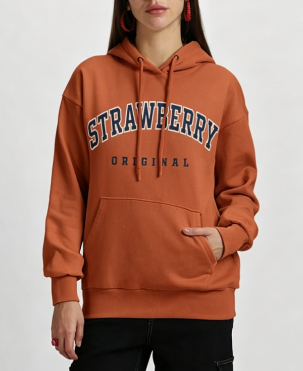 Custom Women's 400 GSM French Terry Plastisol Print Oversized Pullover Hoodie Rust