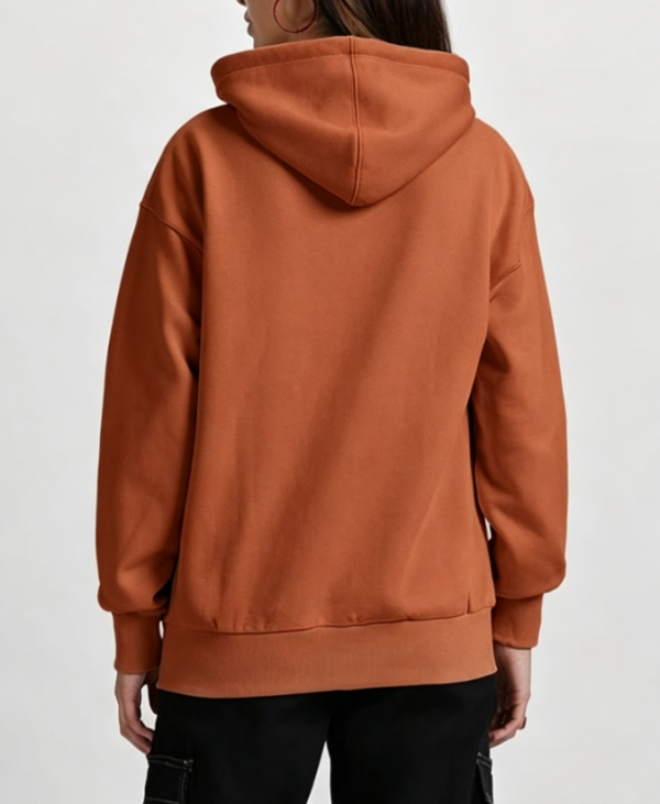 Custom Women's 400 GSM French Terry Plastisol Print Oversized Pullover Hoodie Rust - view 2