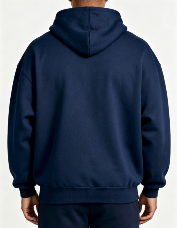 Custom Men's Performance Poly Screen Printed Oversized Pullover Hoodie Navy - view 2 Custom Men's Performance Poly Screen Printed Oversized Pullover Hoodie Navy - view 2