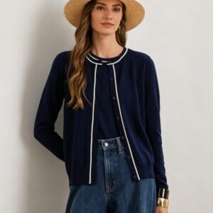 Custom Women's Wool Ribbed Cardigan