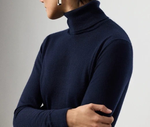 Custom Women's Wool Ribbed Slim-Fit Sweater - view 2 Custom Women's Wool Ribbed Slim-Fit Sweater - view 2