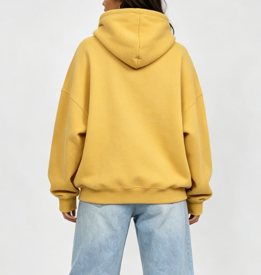 Custom Women's 400 GSM French Terry Streetwear Oversized Pullover Hoodie Mustard - view 2