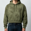 Custom Men's Performance Poly Tie-Dye Cropped Pullover Hoodie Army Green