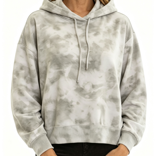 Custom Women's 400 GSM French Terry Tie-Dye Oversized Pullover Hoodie Grey