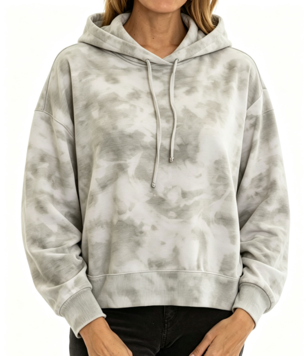 Custom Women's 400 GSM French Terry Tie-Dye Oversized Pullover Hoodie Grey